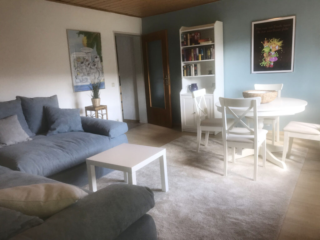 Wohnzimmer mit Gemütlichem Sofa Ferienwohnung OG